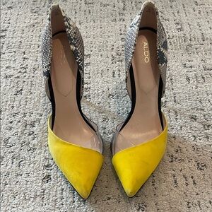 Aldo Vibrant Yellow and Black Heels